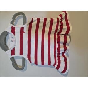 Ralph Lauren Baby Girls’ Red & White Striped Sleeveless Peplum Romper - Size 9 M